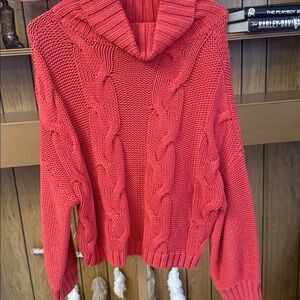Orange Chunky Sweater Oversized